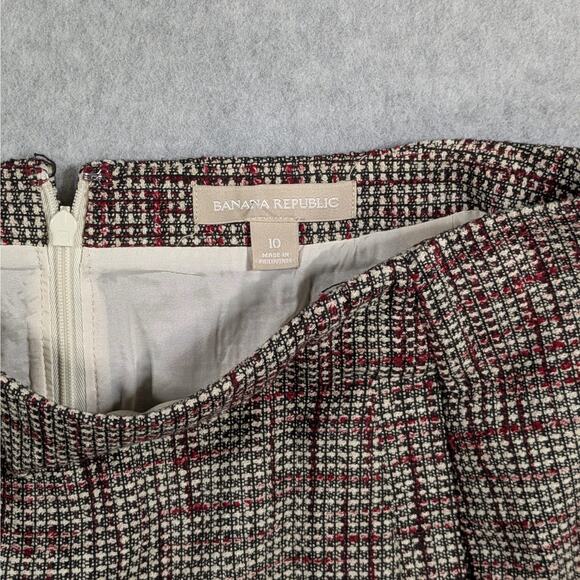 Banana Republic Burgundy Tweed Mini Skirt Sz 10 Preppy Corpcore Officewear - Picture 4 of 12